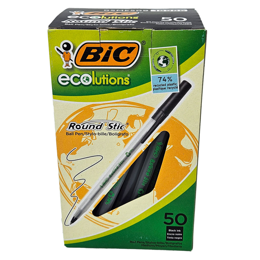 Bic Ecolutions Count Stick Pens Retail Box Black Medium Minimum Order One Count Boxes