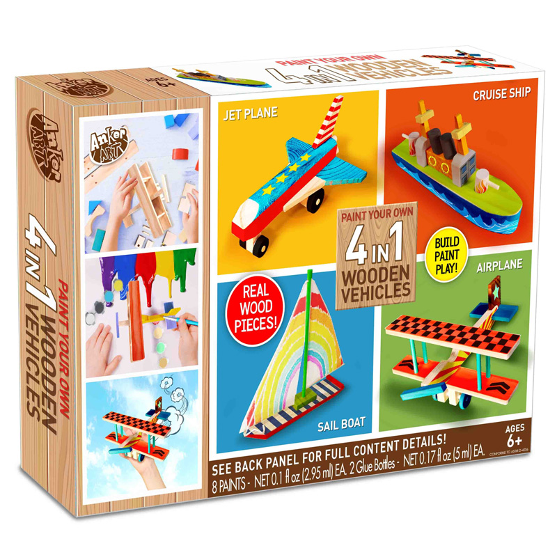 Anker Paint Your Own 4 in 1 Wood Vehicles â€